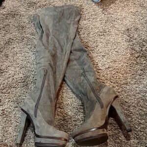 Jennifer Lopez Taupe Over-the-Knee Boots